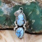 Golden Hills Turquoise 1.5" 925 Sterling Silver Pendant (REXT68-183)