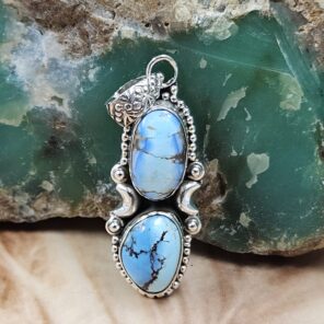 Golden Hills Turquoise 1.5" 925 Sterling Silver Pendant (REXT68-183)