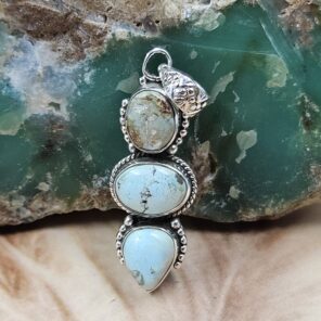 Golden Hills Turquoise 1.5" 925 Sterling Silver Pendant (REXT68-193)