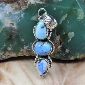 Golden Hills Turquoise 1.5" 925 Sterling Silver Pendant (REXT68-198)