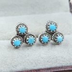 Kingman Turquoise 925 Sterling Silver Stud Earring (RS50-9)