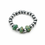 Navajo & Turquoise Bead 925 Sterling Silver Stretchy ADJ Southwest Ring (RS59-231)
