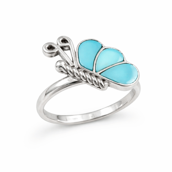 Shop Kingman Turquoise 925 Sterling Silver Snail Ring (RS41-517 ...