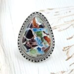Multi Stone Composite Size US 8 925  Sterling Silver Ring (RS49-136)