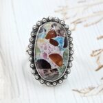 Multi Stone Composite Size US 8 925  Sterling Silver Ring (RS49-140)
