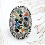 Multi Stone Composite Size US 9 925  Sterling Silver Ring (RS49-141)