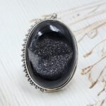 Black Sugar Druzy Size US 9 925  Sterling Silver Ring (RS49-147)