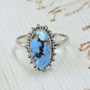 Golden Hills Turquoise Size US 7 925 Sterling Silver Ring (REXT4-350)