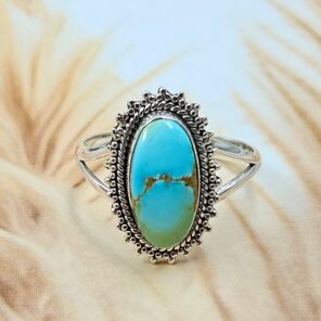 Sonoran Gold Turquoise Size US 10 925 Sterling Silver Ring (REXT4-147)