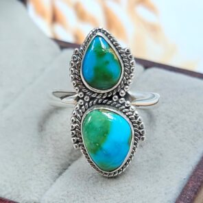 Sonoran Gold Turquoise Size US 8 925 Sterling Silver Ring (REXT4-152)
