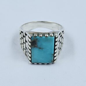 Mohave Turquoise 925 Sterling Silver Men's Ring (RS14-256)