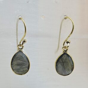 Labradorite 1.25" Brass Earring (BR12-23)