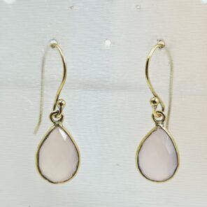 Rose Quartz 1.25" Brass Earring (BR12-24)