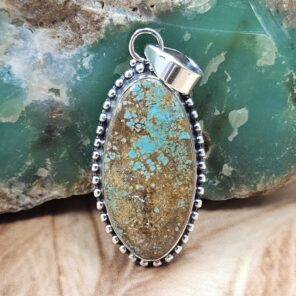 Mine 8 Turquoise 1.25" 925 Sterling Silver Pendant (REXT45-324)