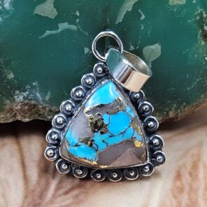 Pink Opal Turquoise 0.75" 925 Sterling Silver Pendant (RS27-173)