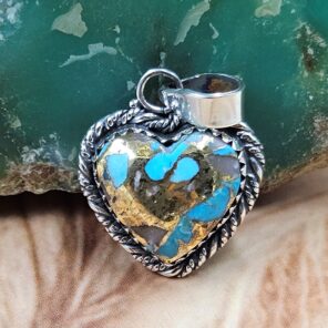 Pink Opal Turquoise 0.75" 925 Sterling Silver Pendant (RS27-174)