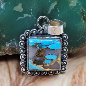 Pink Opal Turquoise 0.75" 925 Sterling Silver Pendant (RS27-175)