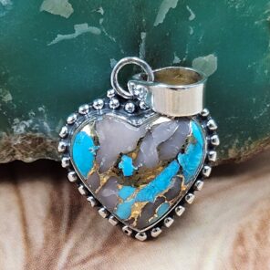 Pink Opal Turquoise 0.75" 925 Sterling Silver Pendant (RS27-172)