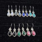 7 Pairs Cab Natural Gemstone Wholesale Lot in 925 Silver Earrings (RS59-245)
