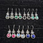 7 Pairs Cab Natural Gemstone Wholesale Lot in 925 Silver Earrings (RS59-244)