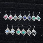 7 Pairs Cab Natural Gemstone Wholesale Lot in 925 Silver Earrings (RS59-239)