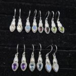 7 Pairs Cut Natural Gemstone Wholesale Lot in 925 Silver Earrings (REXT128-178)