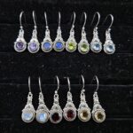 7 Pairs Cut Natural Gemstone Wholesale Lot in 925 Silver Earrings (REXT128-184)