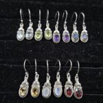 7 Pairs Cut Natural Gemstone Wholesale Lot in 925 Silver Earrings (REXT128-186)