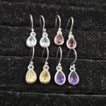 4 Pairs Cut Natural Gemstone Wholesale Lot in 925 Silver Earrings (REXT131-38)