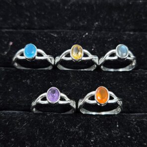 5 Pcs Wholesale Lot 925 Sterling Silver Cut Gemstone Ring (RS114-358)