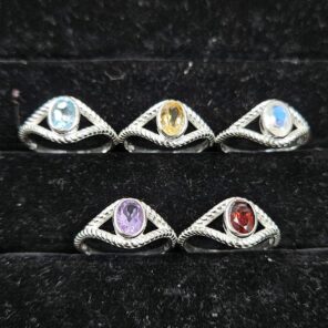5 Pcs Wholesale Lot 925 Sterling Silver Cut Gemstone Ring (REXT124-77)