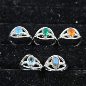 5 Pcs Wholesale Lot 925 Sterling Silver Cut Gemstone Ring (RS115-42)