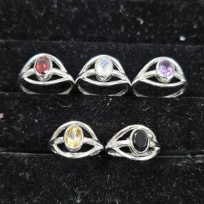 5 Pcs Wholesale Lot 925 Sterling Silver Cut Gemstone Ring (RS115-41)
