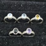 5 Pcs Wholesale Lot 925 Sterling Silver Cut Gemstone Ring (REXT124-68)