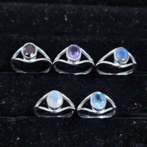 5 Pcs Wholesale Lot 925 Sterling Silver Cut Gemstone Ring (REXT124-70)