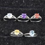 5 Pcs Wholesale Lot 925 Sterling Silver Cut Gemstone Ring (RS115-34)