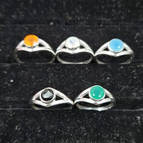5 Pcs Wholesale Lot 925 Sterling Silver Cut Gemstone Ring (REXT124-79)