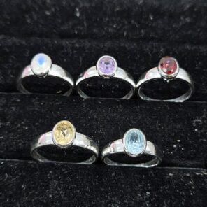 5 Pcs Wholesale Lot 925 Sterling Silver Cut Gemstone Ring (RS114-368)