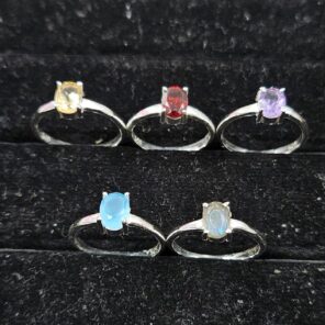 5 Pcs Wholesale Lot 925 Sterling Silver Cut Gemstone Ring (RS115-25)