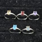 5 Pcs Wholesale Lot 925 Sterling Silver Cut Gemstone Ring (REXT124-62)