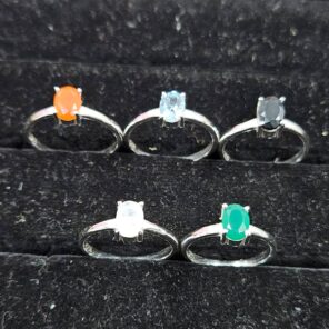 5 Pcs Wholesale Lot 925 Sterling Silver Cut Gemstone Ring (RS115-24)