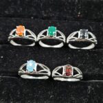 5 Pcs Wholesale Lot 925 Sterling Silver Cut Gemstone Ring (REXT124-72)