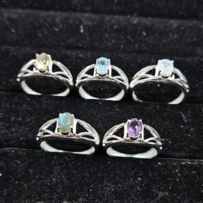 5 Pcs Wholesale Lot 925 Sterling Silver Cut Gemstone Ring (REXT124-71)