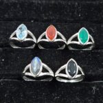 5 Pcs Wholesale Lot 925 Sterling Silver Cut Gemstone Ring (REXT124-66)