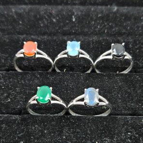 5 Pcs Wholesale Lot 925 Sterling Silver Cut Gemstone Ring (RS114-356)