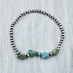 Mohave Turquoise & Navajo Pearls 925 Sterling Silver Bracelet (RS62-354)