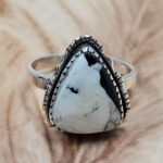White Buffalo Turquoise Size US 8 925 Sterling Silver Ring (RS11-272)