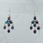 Pink Dahlia Turquoise 2" 925 Sterling Silver Chandelier Earrings (RS52-308)
