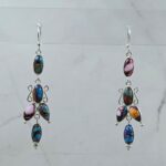 Pink Dahlia Turquoise 2.5" 925 Sterling Silver Chandelier Earrings (RS52-305)