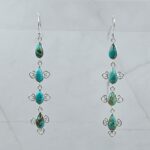 Mohave Turquoise 925 Sterling Silver Chandelier Earrings (RS52-315)